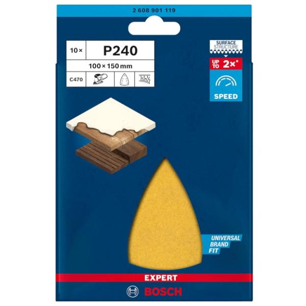 (ボッシュ) 2608901119 サンディングペーパー 240 三角形 10枚入 サイズ100x150mm EXPERT BOSCH ネコポス可