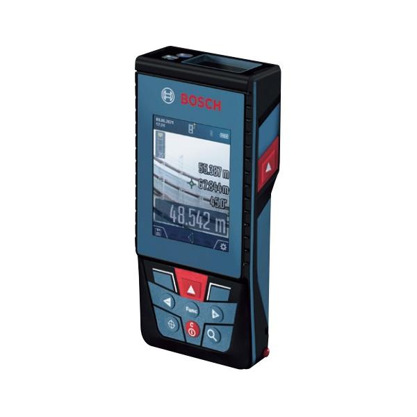 ボッシュ BOSCHデータ転送レーザー距離計GLM100-25C■特長・8倍ズームファインダーで屋外測定が可能・大きく見やすい2.8インチカラー液晶画面・スマートフォン、タブレットPCに連動！・最大測定距離100m・距離と角度の同時測定でピ...