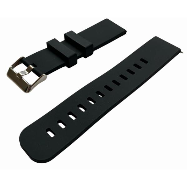 腕時計 シリコンラバー ベルト　ブラック　 22mm 交換用　汗に強い　防水対策　ワンタッチバネ棒2本装着済み　洗える