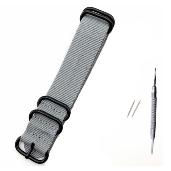 NATOタイプ 18mm １本　グレー　時計ベルト 時計バンド ナイロン 替えバンド 替えベルト　バネ棒２本　と　バネ棒外し付