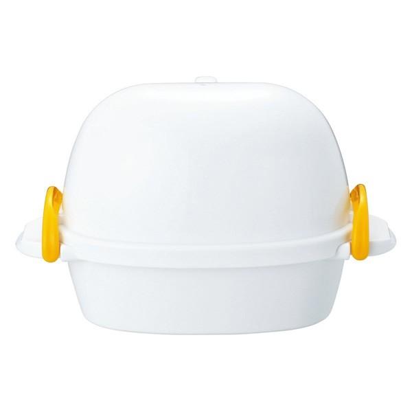 ■調理可能個数：2個■電子レンジ加熱時間目安（Mサイズ1〜2個の場合）　・500〜600W…約10〜11分　・700〜800W…約9〜10分■フタ：安全2点ロック式■持ち手付き（加熱後も熱くない）■耐熱温度：120℃■耐冷温度：−20℃