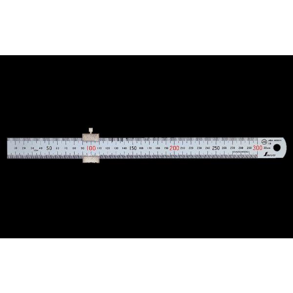 シンワ測定 直尺 シルバー 30cm 赤数字入 ストッパー付 JIS 76752