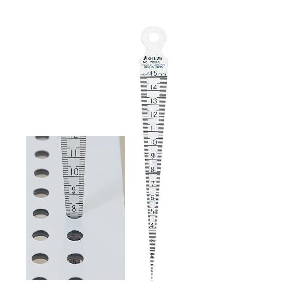 【特徴】隙間等に差し込むだけで測れます。【用途】内径測定・孔径測定・隙間測定用ゲージ。【仕様】●測定範囲：1〜15mm。●重量：11g。●厚さ：1.2mm。●精度：測定範囲に対し±0.05mm。●硬度：HV360〜495。●硬質クロムメッキ...