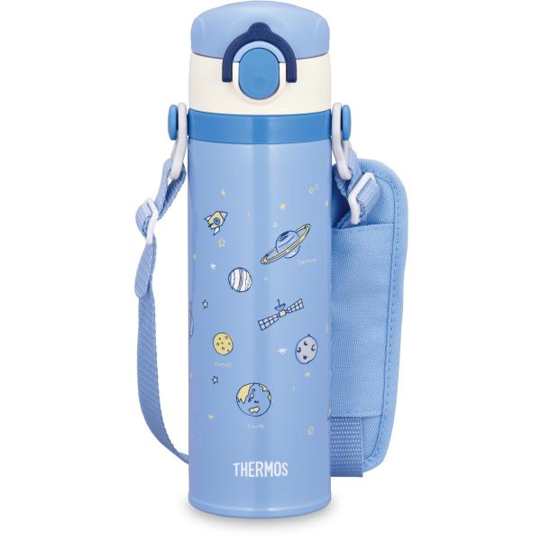 サーモス 水筒 真空断熱キッズケータイマグ 500ml サックスブルー 取りはずしできるストラップ 肩に優しいショルダーパット付き 子供用 通園通学 JOI