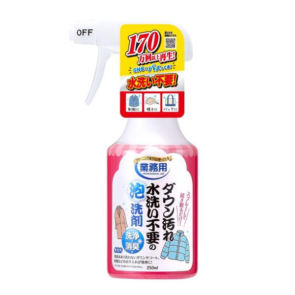 アイメディア(Aimedia) ダウンクリーナー 水洗い不要 ダウン洗剤 汚れ落とし 泡スプレー 250ml 業務用 日本製 泡洗剤 おしゃれ着洗剤 消臭 ダウン汚
