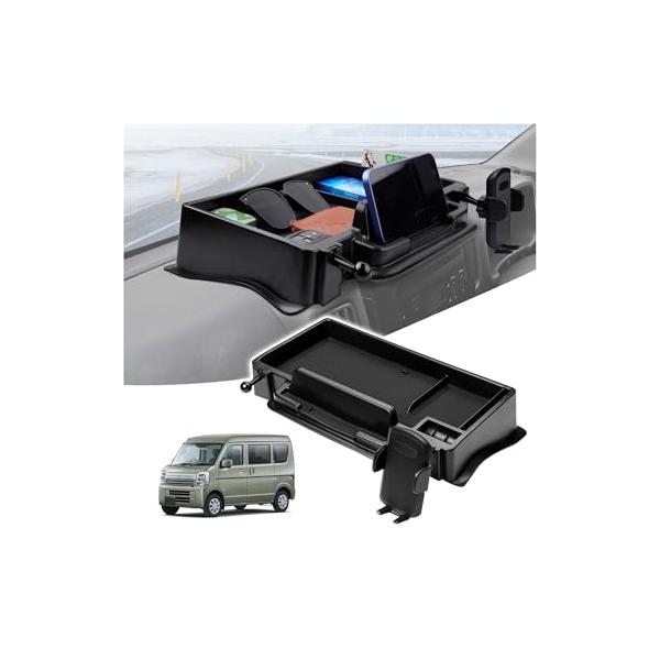 【新改良・傾き解消、ズレ落ちない！】LIMSTYLE エブリィワゴン da17w da17v ダッシュボードトレイ 車内収納ボックス 3Dトレイ スマホホルダー付き
