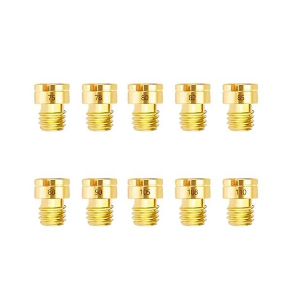 他サイト： Pronese メインジェット 10個セット 丸小[5×6.7] バイク用 #75~#110 PC20 Jet set 10サイズセット キャブレターセッティングの商品画像