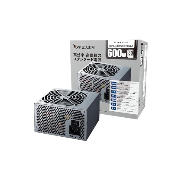 玄人志向 電源ユニット 600W ATX 電源 80 PLUS スタンダード PC電源 12cm静音ファン KRPW-L5-600W/80+/REV2.0