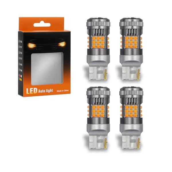 micoi T20 ピンチ部違い LED ウインカー バルブ ハイフラ防止 抵抗 キャンセラー 内蔵 車検対応 冷却ファン 5000ルーメン アンバー 4個