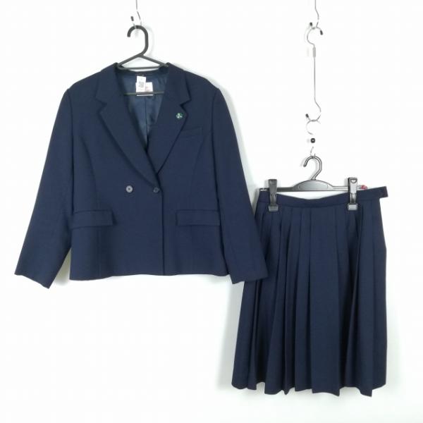 ブレザー スカート 上下2点セット 大きいサイズ 冬物 女子 学生服 福岡八幡南高校 紺 制服 中古 ランクC EY6065