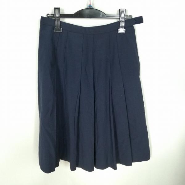 スクールスカート 大きいサイズ 夏物 w72-丈59 紺 中学 高校 プリーツ 学生服 制服 女子 中古 HK3778