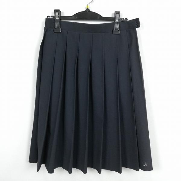 スクールスカート 夏物 w69-丈61 紺 熊本天草拓心高校 プリーツ 学生服 制服 女子 中古 HK3990