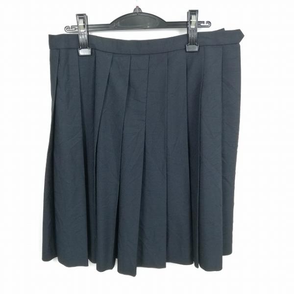 スクールスカート 大きいサイズ 冬物 w72-丈57 紺 埼玉栄高校 プリーツ 学生服 制服 女子 中古 HK4092