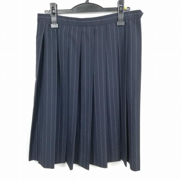 スクールスカート 夏物 w69-丈64 ストライプ 中学 高校 プリーツ 学生服 制服 女子 中古 HK4377