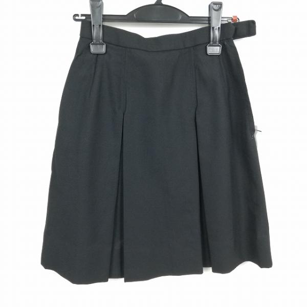 スクールスカート 冬物 w60-丈53 黒 中学 高校 プリーツ 学生服 制服 女子 中古 HK4408