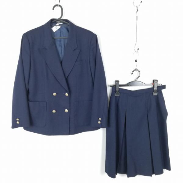 ブレザー スカート 上下2点セット 大きいサイズ 冬物 女子 学生服 中学 高校 紺 制服 中古 ランクC NA1216