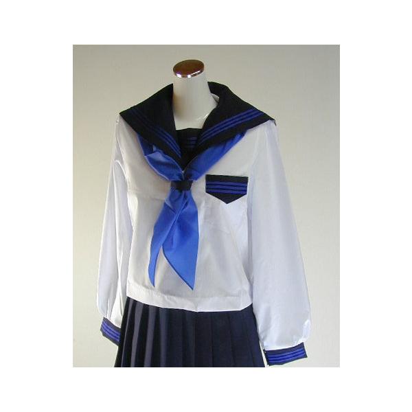 新品 夏 セーラー服 白 カラーライン3本線 長袖 上着 tam-u 新品 夏 セーラー服 白 カラーライン3本線 長袖 上着 tam-u