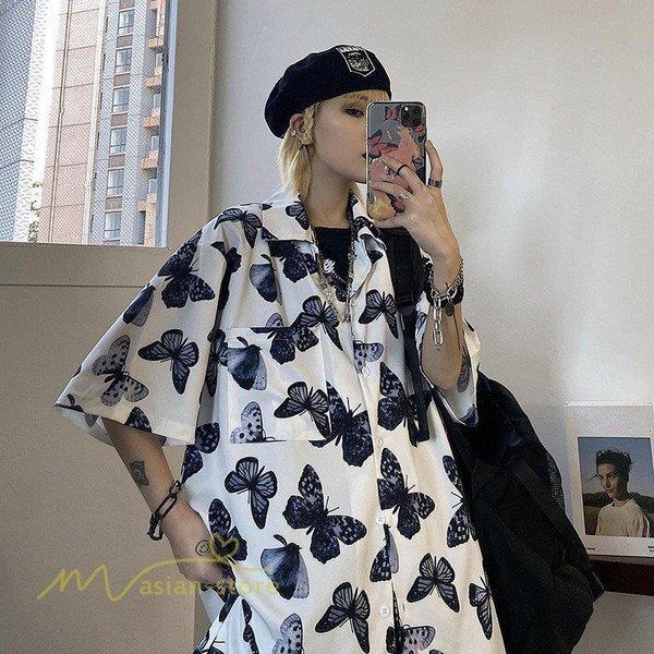 シャツ ライトアウター バタフライ 新作 おしゃれ 半袖シャツ ロング丈 細身 体型カバー カジュアルシャツ トップス ワイドシャツ ゆったり Bf風 着痩せ 今年も話題の