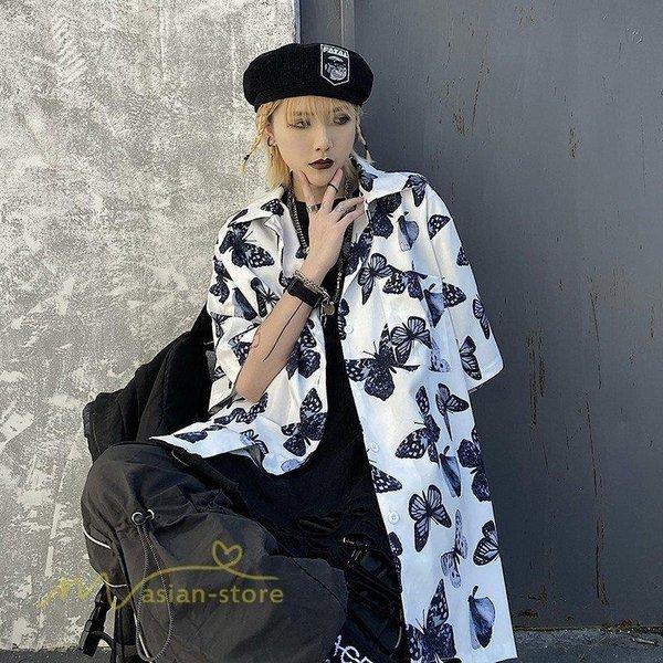 シャツ ライトアウター バタフライ 新作 おしゃれ 半袖シャツ ロング丈 細身 体型カバー カジュアルシャツ トップス ワイドシャツ ゆったり Bf風 着痩せ 今年も話題の