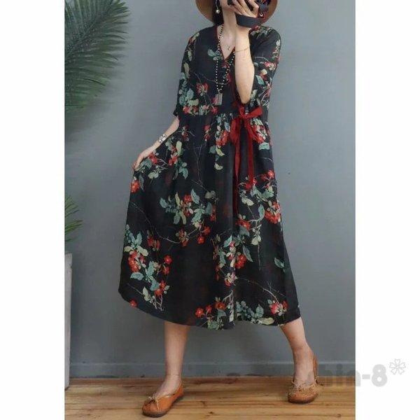 ワンピース レディース ロングワンピース ゆるワンピース ゆったり 切り替え 着痩せ 体型カバー 半袖 森ガール 薄手 大きいサイズ 夏物 おしゃれ 30代 40代 ラッピング不可