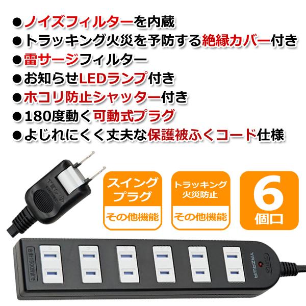 送料無料 メール便 コンセント 6個口 電源タップ 1m 延長コード 雷ガード ノイズ低減機能付き 家電 Pc パソコン 周辺機器 ノイズフィルター付6個口 Buyee Buyee Japanese Proxy Service Buy From Japan Bot Online