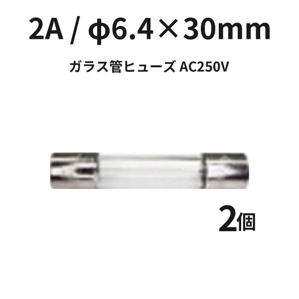 ガラス管ヒューズ 2A φ6.4×30mm FGBO2502-02P AC250V 2個入 管ヒューズ 電子機器 電源 冨士端子工業