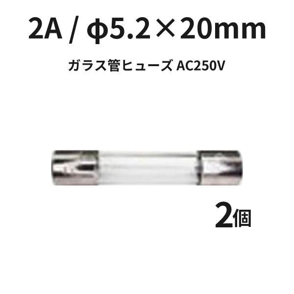 ミニガラス管ヒューズ 2A φ5.2×20mm FGMB2502-02P AC250V 2個入 管ヒューズ 電子機器 電源 冨士端子工業