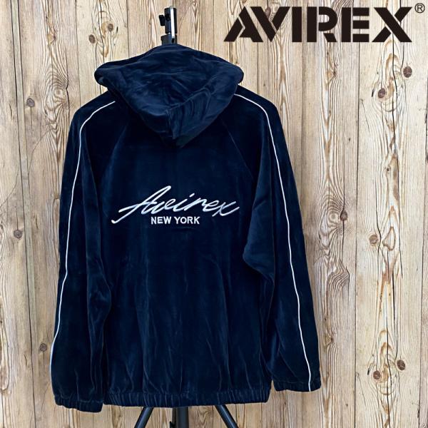 【新品未使用 アルチビオ】23fw新作フワフワベロアパーカー38号 AVIREX アヴィレックス VELOUR ZIP PRAKA CURSIVE LOGO ベロア ジップ