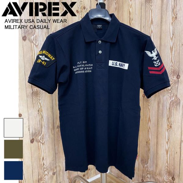 AVIREX アヴィレックス ネイバル パッチド 半袖ポロシャツ 刺繍 