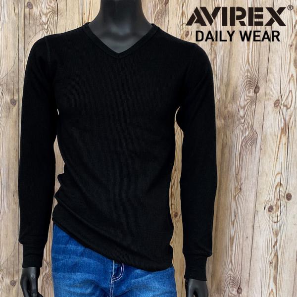 AVIREX アビレックス ロングTシャツ メンズ 長袖 サーマル VネックTシャツ 無地 デイリーインナー カットソー メンズブランド アヴィレックス