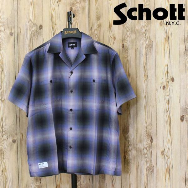 Schott ショット OMBRE SS SHIRT オンブレ 半袖シャツ トップス メンズ 人気 ブランド 春 夏