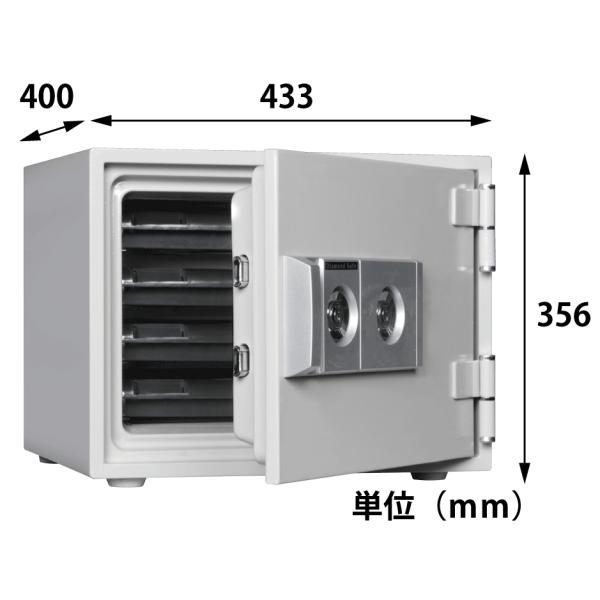 ・北海道・沖縄・離島・山口県(個人宅への配達)は別途送料がかかります。■品番  DW34-4■種類  金庫■ロックタイプ  2キータイプ式■外寸  高さ356×幅433×奥行400(mm)■内寸  高さ237×幅337×奥行242(mm)■...