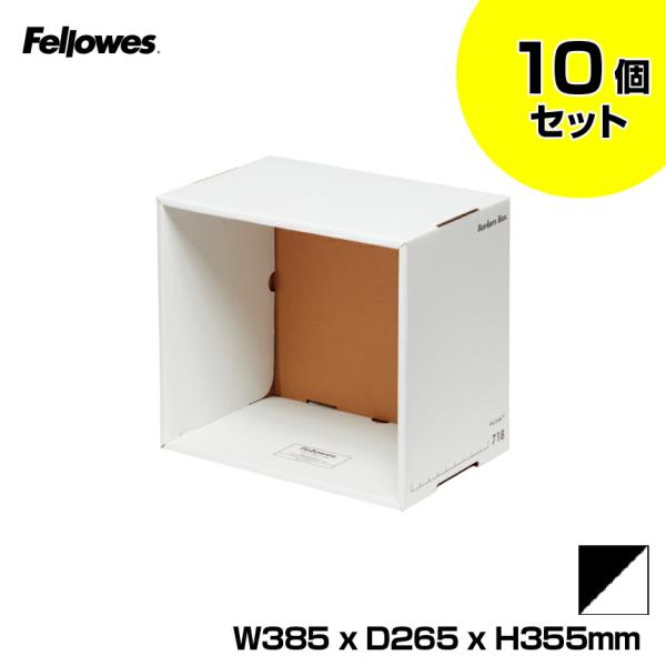 【まとめ買い】フェローズ バンカーズボックス 718ファイルキューブ ブラック (本体色：白/印字・罫線：黒)10個セット FE-2010101