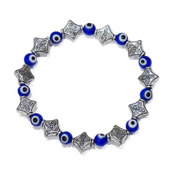 【メール便ＯＫ】トルコ製 ナザールボンジュウ ビーズブレスレット N-B12568NV ネイビー