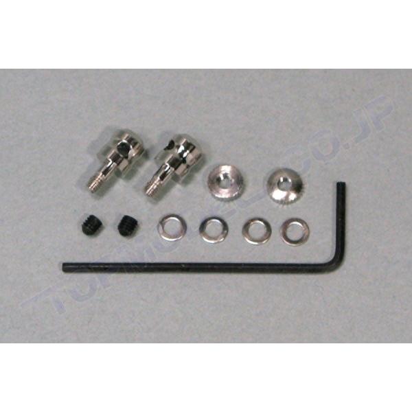 リンケージが簡単に出来るロッド固定用金具です。上からロッド固定用ネジを挿しこむタイプです。特殊飾りネジ、ホローネジ、レンチ付。1.8〜2mmロッド、ワイヤーに対応。真鍮製。