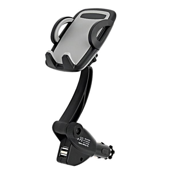 スマホホルダー 車載 スマホ ホルダー マウント スマートフォンフォルダー シガーソケット 3.5inch 8inch USBポート付き USB