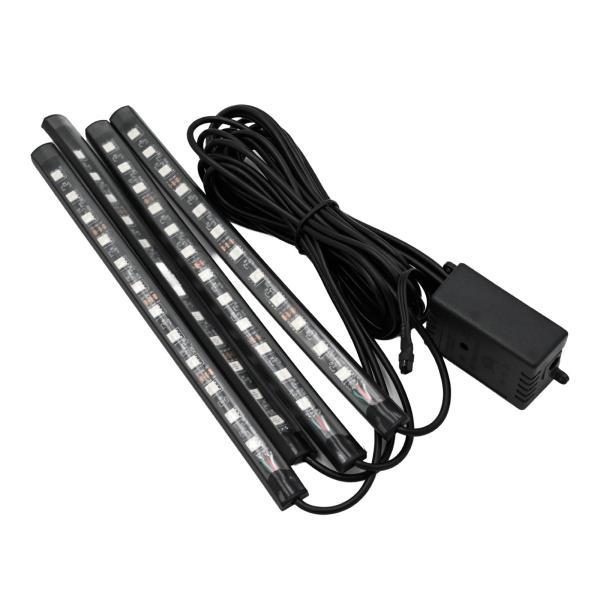 LED テープライト 車用 USB イルミネーション 48灯 フットライト 装飾 リモコン 操作 音センサー 両面テープ ドレスアップ RGB