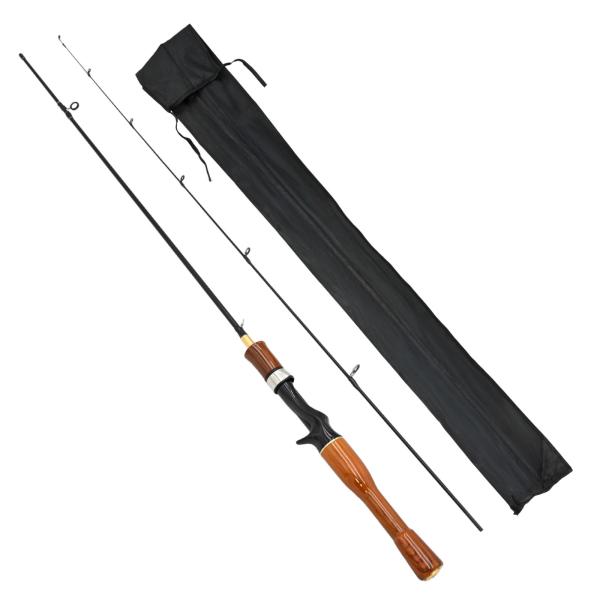 waku fimac ベイトロッド 1.8m 2ピース ULアクション カーボン素材 木目調グリップ 携帯型 釣り竿