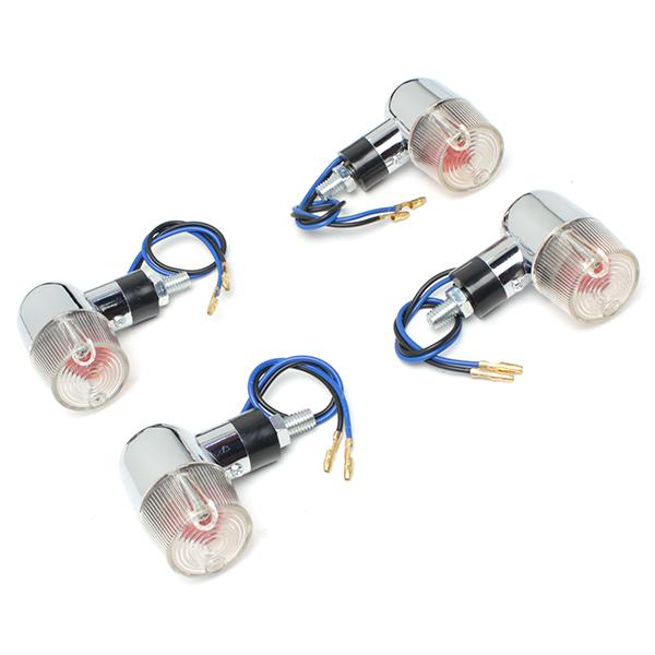 バイク用 ミニウインカー 丸型 メッキ ウインカーランプ クリアレンズ
