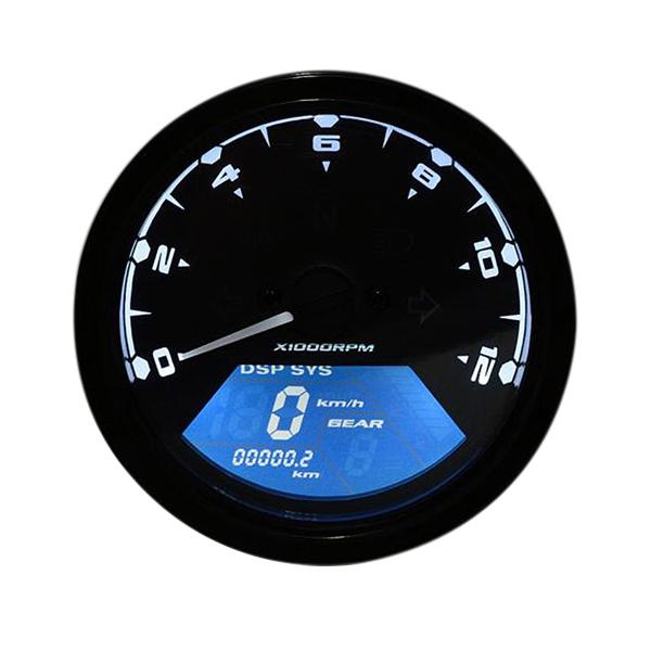 Motorcycle Speedometer,Universal Motorcycle Dual Odometer Speedometer Speedo Meter Gear Digital Display Tachometer 