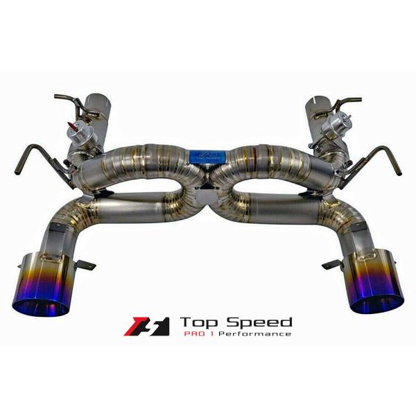 フェラーリ F8 トリブート用チタン製マフラー (バルブ付き) (USAメーカー Top Speed製)