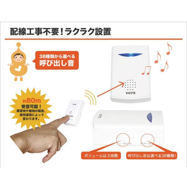 ワイヤレス チャイム インターホン 無線 ドアチャイム チャイム お知らせベル ピンポン 送信機１個 受信機1個セット 80m受信 呼出音38種類 Meru3 Buyee Buyee 提供一站式最全面最专业现地yahoo Japan拍卖代bid代拍代购服务 Bot Online
