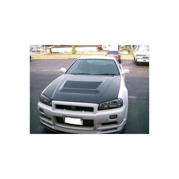 R34 GT-R ボンネット T2 平織りカーボン ダクト部分のアルミ製のアミ