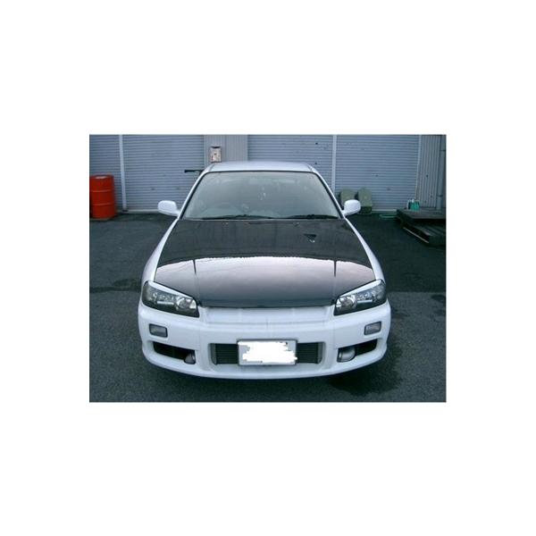 スカイライン ER34 ボンネット カーボン バフ仕上げ 取付込 : エアロ