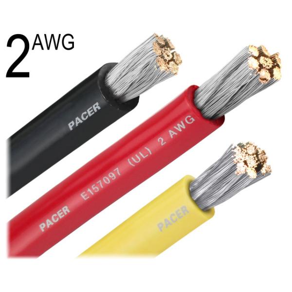 PACER MARINE社　バッテリーケーブル 2AWG　1m単位切売り　レッド　ブラック