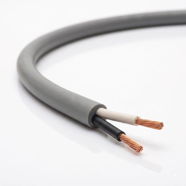 VCTF電線 2sq 2芯 国産 ビニルキャブタイヤコード 300V 20A対応 グレー 外径8mm 切り売り 1m単位