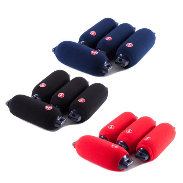 【インターコムマリン社ボートフェンダー　T-3サイズ（ロープ付き ）4個セット】UVプロテクト添加剤、硬化防止剤含有のマリングレードPVCを使用した肉厚で耐久性を高めた当店オリジナルのボートフェンダーです。両端にロープ取付用穴が付いていて、...