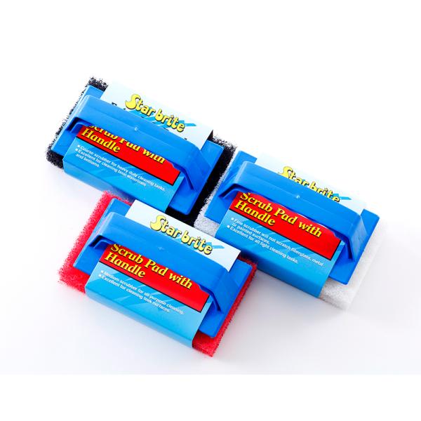 【スターブライト社製スクラブパッド】[10501017-19]グラスファイバーの船体のクリーニングに最適なブラシです。ハンドル付きなので力が入りやすく、使い勝手がいいです。※必ず濡らしてからお使いください。パッドは、ソフト(ホワイト)、ミデ...