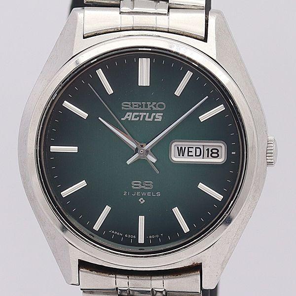 SEIKO ACTUS 21石 自動巻時計 6306-8020 グリーン文字盤