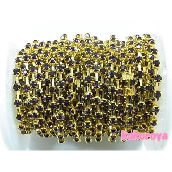 高級ガラス製ダイヤチェーン ゴールド台座 ダークアメジスト石 10cm ココロネイル Kokoronail 通販 Yahoo ショッピング